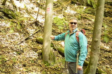 Wanderprofi und Pate der Aktion, Manuel Andrack, führte bei bestem Herbstwetter über den Rothaarste